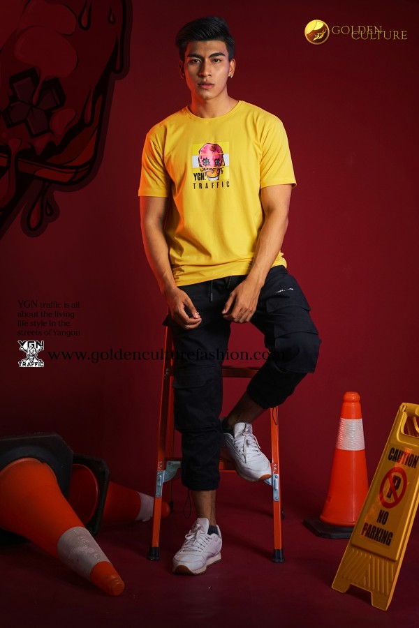 Ice-Cream Melt YGN Traffic Slim Fit T-Shirt (Yellow)